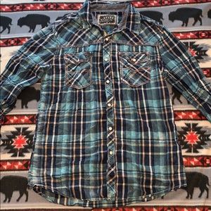 BKE VINTAGE BUTTON UP MENS SIZE MEDIUM BLUE
